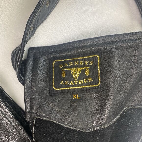 Vintage Barneys Leather Chaps Adult XL Black Leather Motorcycle Riding - Picture 14 of 15